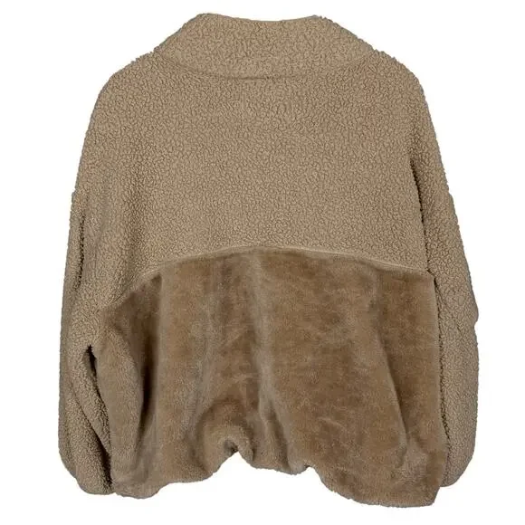 Ugg RTW Marlene Sherpa Tan Sandstone Faux Fur Full Zip Jacket Women's Medium - Picture 2 of 8